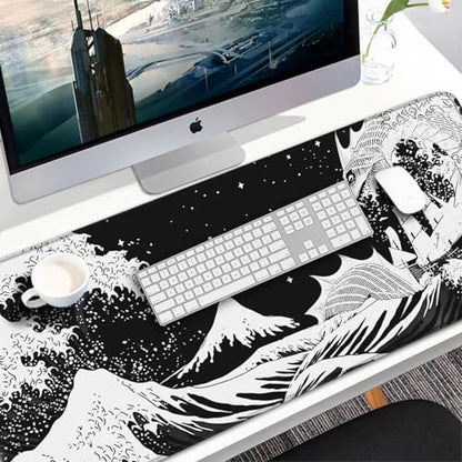 Gaming Mouse Pad, 31.5x15.7 inch Large Extended Computer Keyboard Mouse Mat, Water Resist Non-Slip Mousepad Rubber Base Long XXL Desk Mouse Pad for Gaming, Office & Home, Dragon - color: Dragon, size: 31.5L x 15.7W inches