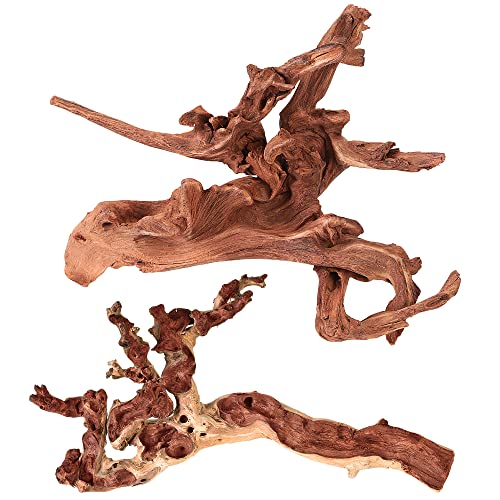 majoywoo Natural Large Coral Driftwood for Aquarium Decor Reptile Decor, Assorted Driftwood Branch 9-14" 2 Pcs, Fish Tank Decoration… - size: Mopani Driftwood 9 to 14 Inch (Pack of 2)