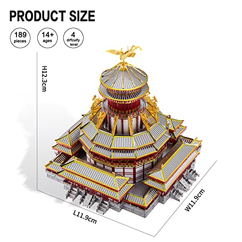 Piececool 3D Metal Puzzles for Adults, Ziwei Palacer Model Kits, Famous Chinese Architecture Model Building Kits, DIY 3D Puzzle Building Blocks Great Gift,189 Pcs - color: Ziwei Palacer