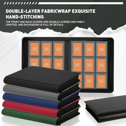 Toploader Binder, 9-Pocket 288 Cards Holder for 3"x4" Rigid Card Sleeves | Top Loader Binder with Sleeves Trading Card Binder for TCG,Sport Cards, PU Leather Cover, Side Loading (9 Carbon Fiber Black) - color: 9Carbon Fiber Black