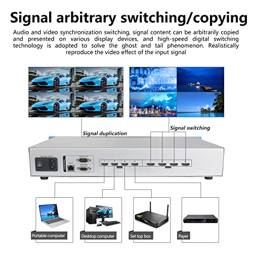 ICUIXIAN 4x4 HDMI Matrix Switch 4K60Hz HDMI2.0 with Web - size: 4x4 Matrix 4K60Hz