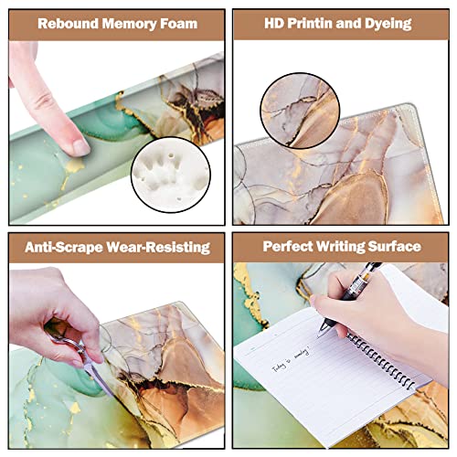 ARTSO Large Gaming Mouse Pad, Keyboard Wrist Rest Pad & Wrist Support Mousepad Set, Stitched Edge, Extended, Non-Slip Base, Memory Foam Desk Mat for Office, Home, Abstract Art Marble - color: Abstract Art Marble