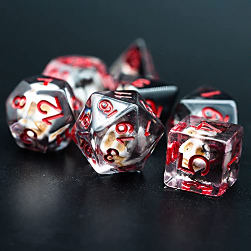 UDIXI DND Skull Polyhedral Dice Set, Skull D&D Dice for Role Playing Games | Velvet Storage Bag, DM Gift, for Dungeons and Dragons Tabletop Games Board Games - color: Skull Black