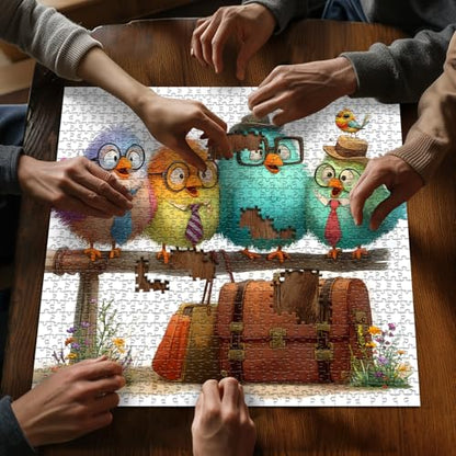 PICKFORU Funny Bird Puzzles for Adults 1000 Pieces, Nature Cute Animal Colorful Wildflower Puzzle, Impossible Hard Challenge Jigsaw Puzzle - style: Funny Bird Puzzles