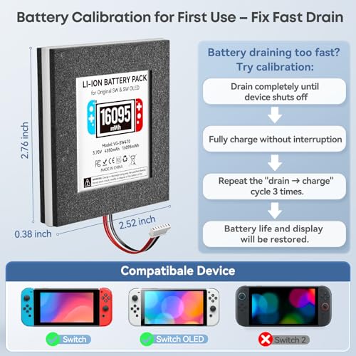 Kosker Switch 1 Battery Replacement Kit Compatible with Nintendo Console HAC-001 & OLED HEG-001, 16095mWh HAC-003 Switch Battery with Extra Repair Tools Kit for Extended Gaming, 1 Pack - style: SW Style