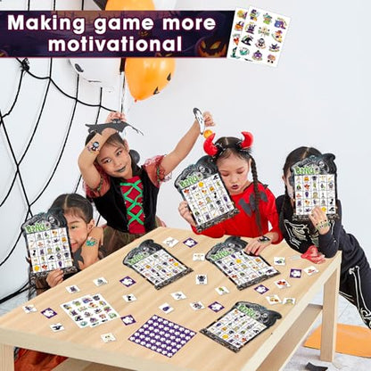 39 Pcs Halloween Party Bingo Game for Adults Kids 24 Players Tomb Shaped Bingo Game Card with Rewards Stickers for Families Friends Students Large Group Gathering Activities Boo Spooky Party Favors - style: Halloween Tomb