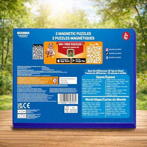 QUOKKA Magnetic Puzzles for Kids Ages 4-6 – 100 PCS Magnetic Puzzle Book for Toddlers 3-5 – 2 Puzzles & 2 Spot The Difference Maps – Search & Find Travel Games – Space, World Map Toddler Travel Toys - color: Maps 100pcs