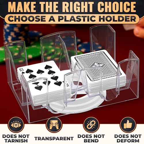 Playing Cards Holder Rotating 360° – Compact Plastic Playing Card Tray for Easy Access 6 Decks with Smooth Rotation | Organizes Multiple Decks for Canasta, Poker & More, Durable with Smooth Rotation - size: 6 Decks