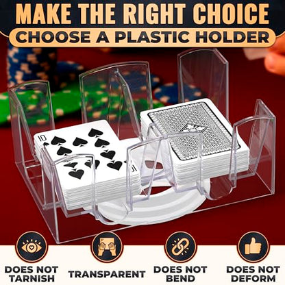 Playing Cards Holder Rotating 360° – Compact Plastic Playing Card Tray for Easy Access 6 Decks with Smooth Rotation | Organizes Multiple Decks for Canasta, Poker & More, Durable with Smooth Rotation - size: 6 Decks