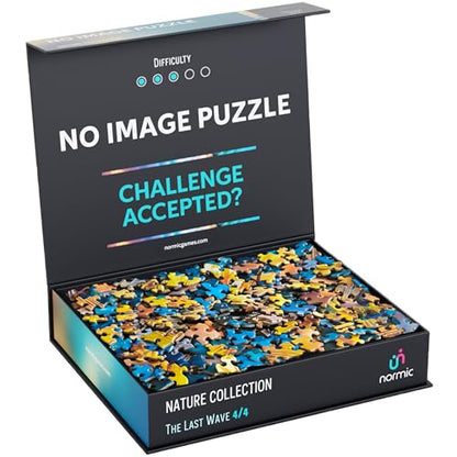 No Image Puzzle 1000 Irregular Pieces Extreme Difficult Jigsaw Challenge Adults Hardest Puzzle No Guide Ultimate Brain Teaser Hard Level The Last Wave Mystery Unique Gift - color: The Last Wave