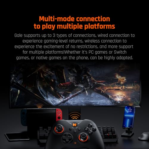 Black Shark BIGBIG WON Gale Wireless Controllers - Motion Aiming, Hall Trigger, 4 Custom Buttons - PC/iOS/Android Gaming Controller with Charging Dock - color: B.GaleSet Black