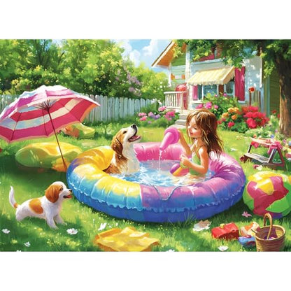 300 Piece Puzzles for Adults,Jigsaw Puzzles 300 Pieces Summer Puzzle | Dog Puzzle for Adults Kids Seniors, Girl Jigsaw Puzzle Games Premium Cardboard Puzzles Birthday Party Family Activity Gift - style: Summer