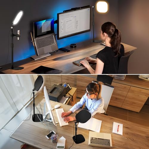 Zoom Lighting for Computer, Adjustable Desk Lighting for Video Calls, 30 Light Modes Video Conference Light, Desk Ring Light with Stand for Webcam, Meetings, Live Stream, Home Office. CRI 97.8 - color: Black-1 pack