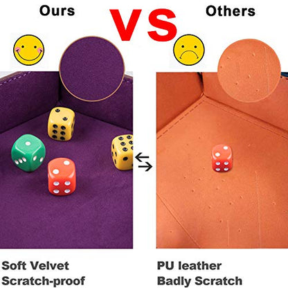SIQUK 4 Pieces Dice Tray Set Foldable Dice Trays Hexagon Dice Rolling Tray PU Leather Dice Holder for Dice Games Like RPG, DND and Other Table Games (Red, Black, Blue and Violet) - color: Red, Black, Blue and Violet