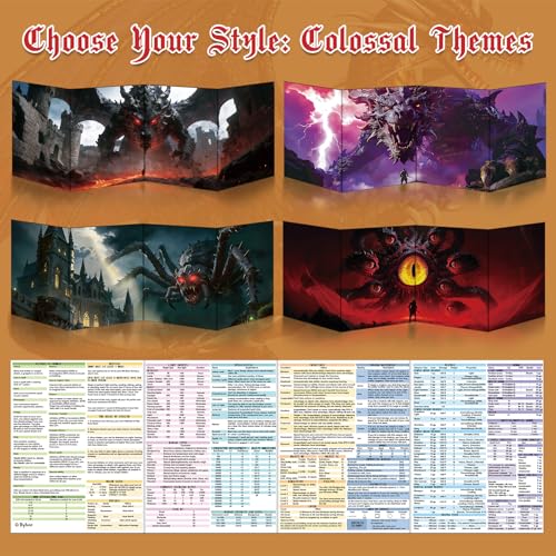 Byhoo DM Screen 2 PCS for D&D 5E - Artistic DND Screen Accessories - Swamp Widow & The Scarlet Eye, Waterproof Dry Erase Surface, Portable Tri-Fold A4 Size with Adjustable Stands - style: Monstrous Horror - 2PCS: Swamp Widow & The Scarlet Eye