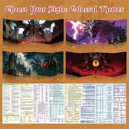Byhoo DM Screen 2 PCS for D&D 5E - Artistic DND Screen Accessories - Swamp Widow & The Scarlet Eye, Waterproof Dry Erase Surface, Portable Tri-Fold A4 Size with Adjustable Stands - style: Monstrous Horror - 2PCS: Swamp Widow & The Scarlet Eye