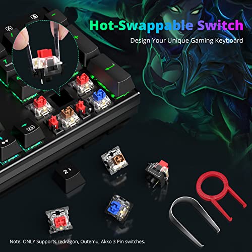 Redragon Mechanical Gaming Keyboard with Red Switches, Wired Keyboard Mechanical with RGB Backlit, Fully Progammable, Durable Aluminum Frame, Anti-Ghosting for PC Windows Mac, K565, Black - color: Navy Blue Black