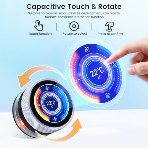 ELECROW 1.28" ESP32 Rotary Display 240x240 HMI IPS Round Knob Touch Display | 2.4G WiFi and BLE Capacitive Rotary Touch Screen Development Board Compatible with Arduino IDE and LVGL Library - size: 1.28" ESP32 Rotary Display