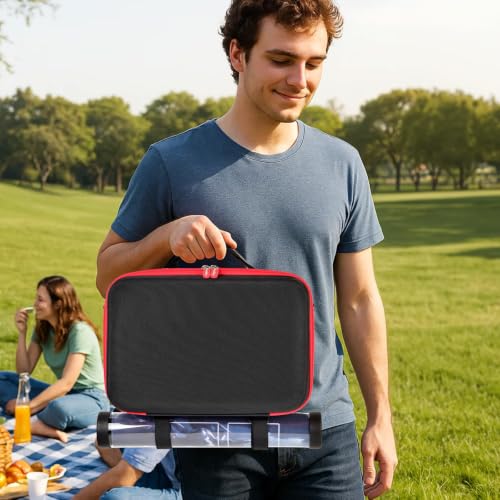 casmilee Deck Box Carrying Case for MTG/TCG Cards with Playmat Straps | 6 Adjustable Dividers, Mesh Pocket, Shoulder Strap, Holds Deck Boxes, Dice and Playmat, Case Only - color: Red