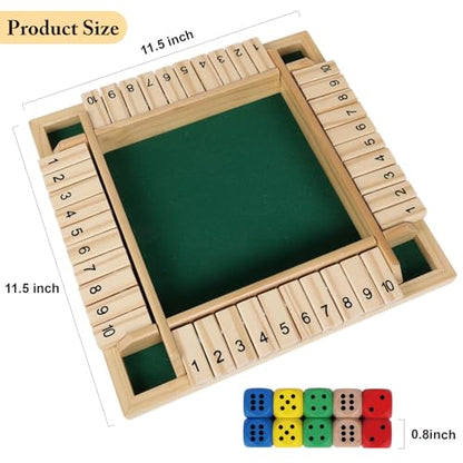 GOTHINK 1-4 Player Shut The Box Dice Game, 11.5-inch Wooden Board Table Math Game with 10 Dices - Math & Decision Skills for Adults/Kids, Perfect for Home Class Parties & Pubs - Classic Tabletop Fun - color: Original - 11.5 Inch