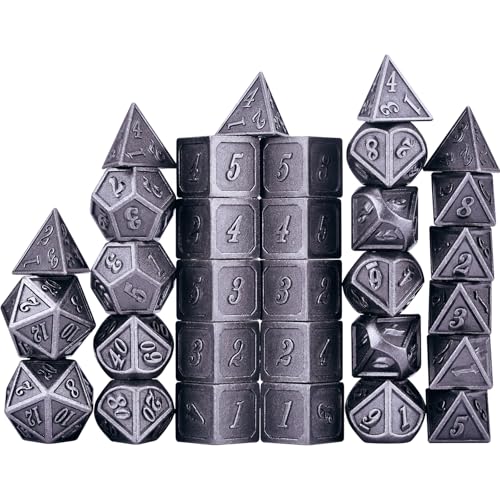 Extended Metal Dice RPG Set | 31 Piece Polyhedral Dice for DND5E Tabletop Role Playing Adventure Games (Iron) - color: Iron