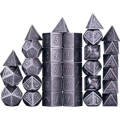 Extended Metal Dice RPG Set | 31 Piece Polyhedral Dice for DND5E Tabletop Role Playing Adventure Games (Iron) - color: Iron