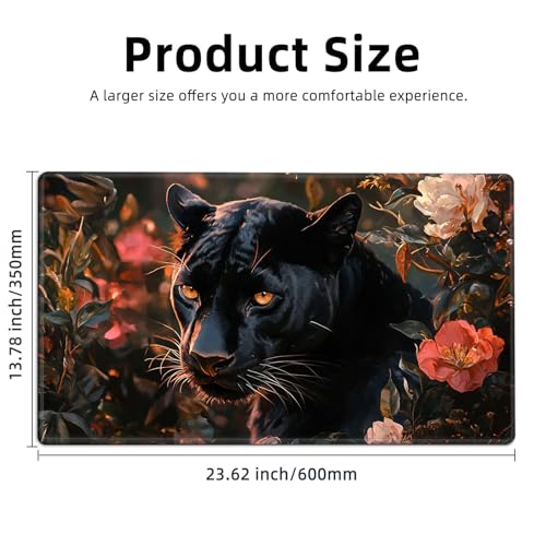 for MTG Playmat TCG Card Game Mat with Stitched Edges,Board Game Mats Non-Slip Waterproof Rubber Base 24 x 14 inch for CCG RPG DTCG Trading Card,Black Panther Flowers - color: Black Panther Flowers