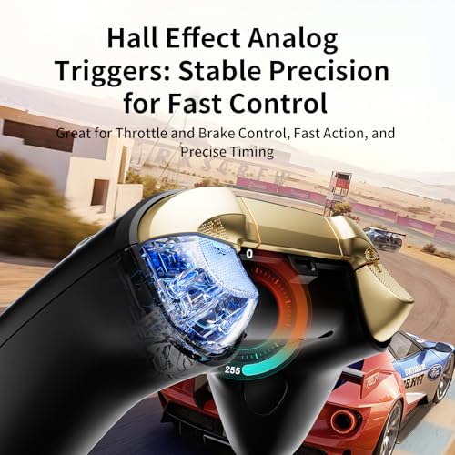 Aolion gaming N10 Wireless Controller Compatible with Switch/PC/iOS/Android, Hall Effect Joysticks, 1000Hz Polling Rate, Bluetooth/2.4G/Wired Gamepad, RGB Light, Back Buttons, Turbo, Motion Control
