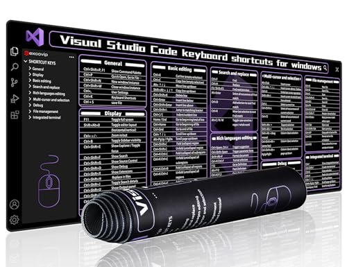excovip Commands Shortcuts Mouse Pad for Visual Studio-80x30x0.2 cm Extended Large Cheat Sheet Mousepad PC Office Spreadsheet Keyboard Mouse Mat Non-Slip Stitched Edge 0472 - color: for Visual Studio