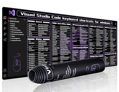 excovip Commands Shortcuts Mouse Pad for Visual Studio-80x30x0.2 cm Extended Large Cheat Sheet Mousepad PC Office Spreadsheet Keyboard Mouse Mat Non-Slip Stitched Edge 0472 - color: for Visual Studio