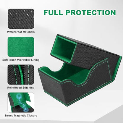 Dice Roller Tower, Magnetic Dice Tray for Rolling, Foldable Leather Dice Organizer Tower Fits for Dungeons & Dragons, MTG DM and Player, Black & Green - color: Black & Green, style: Style A