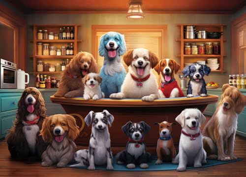 Puzzles for Adults 1000 Pieces, Group of Dogs Jigsaw with Poster Letter on Back, Unique Pieces Fit Well No Dust (27.5"x19.6") - color: Multicolor