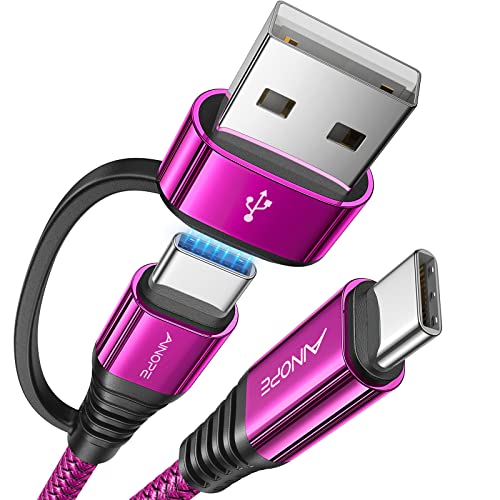 AINOPE USB C to USB C Cable, 10 FT USB C Cable Fast Charging with USB to USB C Adapter, 60W USB to USBC Cable for iPhone 17 Pro Max Air Type C Cable for iPhone 16/15/14/13/12, Magenta - color: Magenta, size: 10FT
