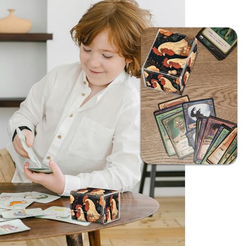 Strong Magnet Card Case Deck Box Mtg Card Box Playing Card Box Magic Deck Box Tcg Up to 200 Cards Creative Pattern Trading Card Storage Box for Collectible Card Games, Chickens And Flowers - color: Chickens And Flowers