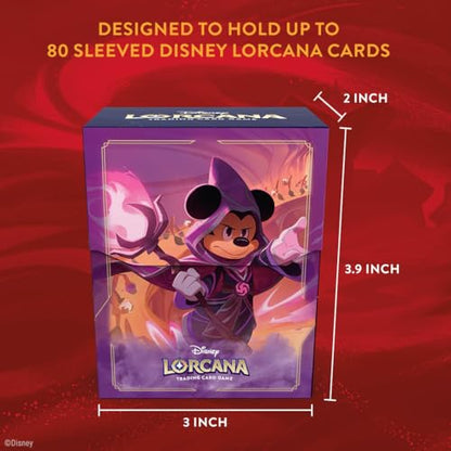 Ravensburger Disney Lorcana TCG Deck Box Featuring Mickey Mouse - Wayward Sorcerer | Securely Store 80 Sleeved Cards | Durable Portable Organizer for TCG Players | for Ages 8+