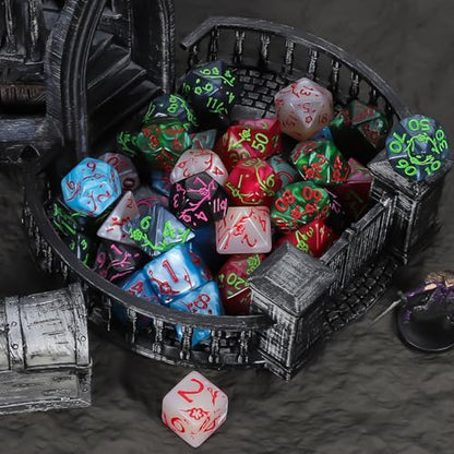CiaraQ Polyhedral Dice Set - DND Role Playing Dice | Acrylic RPG Dice for Dungeons and Dragons MTG Table Games, Multicolor, 42pcs - color: Red/Black/Green/White/Blue/Gray