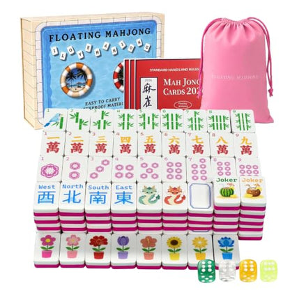 Floating Mahjong Tiles for Pool – 1.5" Waterproof EVA Foam Mahjong Tile Set, Floating Foam Tiles for Pool Games，Fits Float Board & Tray, Ideal for Summer Beach Party, Water Game & Outdoor Fun