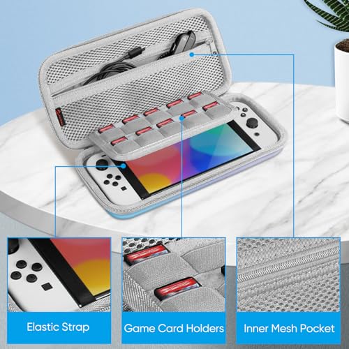FINTIE Carrying Case for Nintendo Switch OLED Model 2021/Switch 2017, [Shockproof] Hard Shell Protective Cover Travel Bag with 10 Game Card Slots & Inner Pocket - color: Evening Ombre