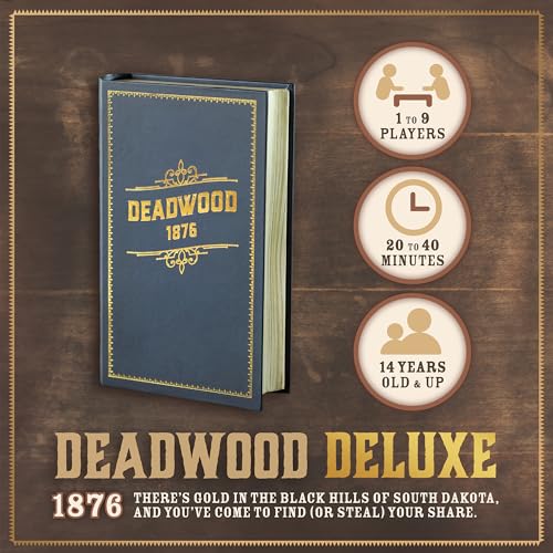 Facade Games Deadwood 1876 Deluxe Edition, Gold Rush for 2-9 Players | Ages 14 and Up, Wild West Theme, Deluxe Upgrades: Silver Coins, Tokens & Character Abilities - style: Deluxe Deadwood 1876