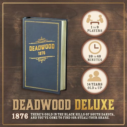 Facade Games Deadwood 1876 Deluxe Edition, Gold Rush for 2-9 Players | Ages 14 and Up, Wild West Theme, Deluxe Upgrades: Silver Coins, Tokens & Character Abilities - style: Deluxe Deadwood 1876