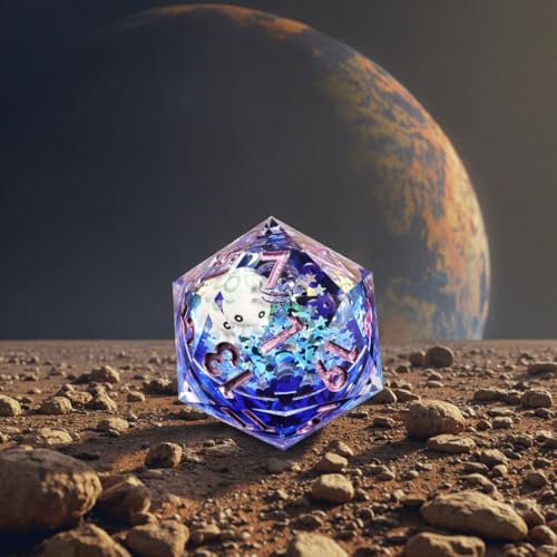 Mini Planet 50mm Chonk D20 Liquid Core Resin Handmade Sharp Edge Role Playing Game Polyhedral Dice Aqua Jellyfish - color: Liquid Core Jellyfish
