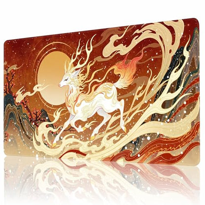 MTG Playmat Non-Slip Rubber Backing Printing Commander Board Game Desk Mat Duel Mat TCG PTCG Playmat 24x14 inches and Free Storage Bags (Deer, 24"X14") - color: Deer, size: 24"X14"