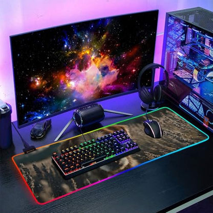 Lavender Dog Print RGB Mousepad Led Mouse Pad Large Gaming Keyboard Pad 15 Light Modes 31.5x11.8in - size: 31.5×11.8 in