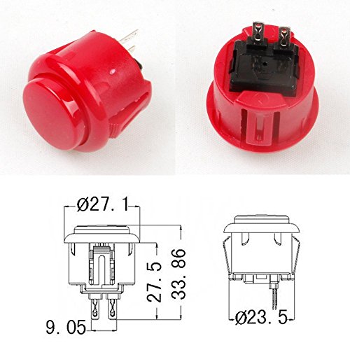 EG STARTS 12x 24mm OEM Arcade Push Buttons Switch Perfect Replace for Sanwa OBSF-24 OBSC-24 OBSN-24 Push Button DIY Fighting Stick PC Joystick Game Part (Each Color of 2 Pieces)