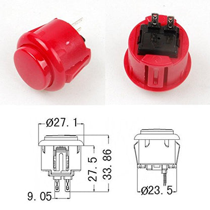 EG STARTS 12x 24mm OEM Arcade Push Buttons Switch Perfect Replace for Sanwa OBSF-24 OBSC-24 OBSN-24 Push Button DIY Fighting Stick PC Joystick Game Part (Each Color of 2 Pieces)