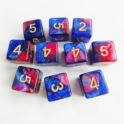 10 Pieces Polyhedral D6 Dice Set, 6 Sided Dice 16mm Square Edge Dice for RPG MTG DND Table Games (Red Blue) - color: Red Blue