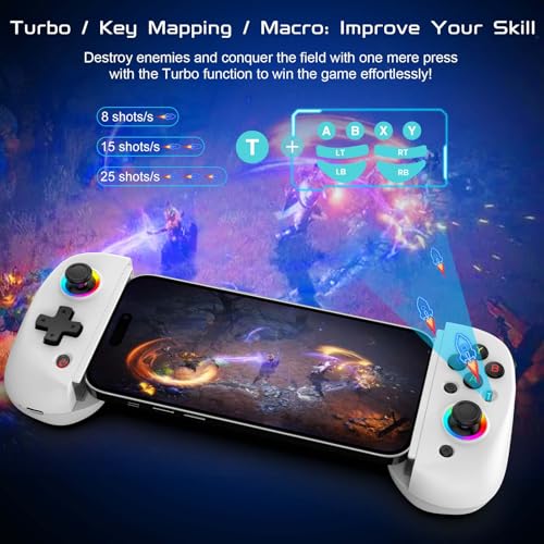 Joso Mobile Gaming Controller for iPhone/iPad/Tablet, Android Wireless Controller with Hall Effects Joysticks, Support PC/Switch, Play Cloud Games/PS Remote Play/COD/Genshin Impact & More - White - color: White