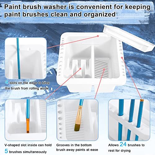 MyLifeUNIT Paint Brush Cleaner, Paint Brush Holder and Organizers for Acrylic, Watercolor, and Water-Based Paints (White) - color: White