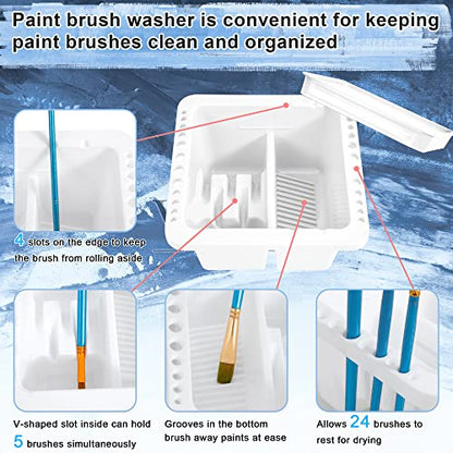 MyLifeUNIT Paint Brush Cleaner, Paint Brush Holder and Organizers for Acrylic, Watercolor, and Water-Based Paints (White) - color: White