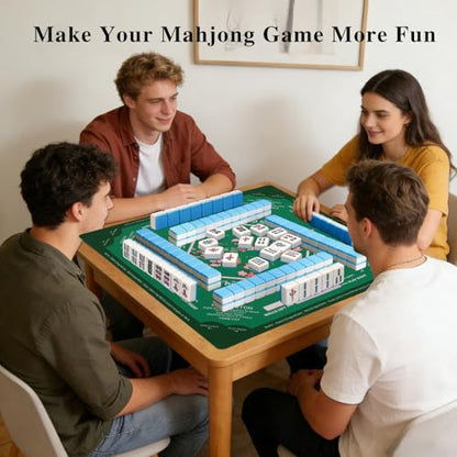 American Mahjong Mat Dark Green Plum Blossoms Design | 31.5" x 31.5" Mahjong Table Mat Non Slip Backing Smooth Surface with Velvet Bag Storage for Mahjong Tiles Player - color: Dark Green Plum Blossoms